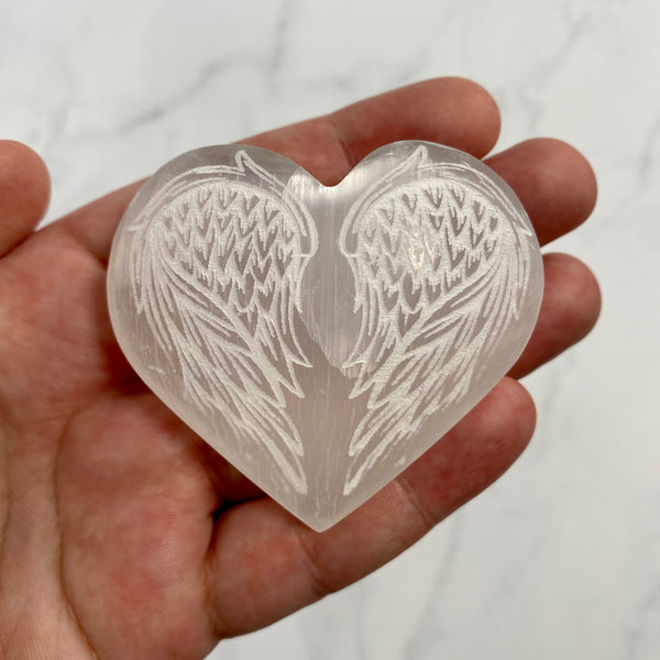 Load image into Gallery viewer, Selenite Angel Wing Heart