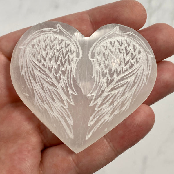 Load image into Gallery viewer, Selenite Angel Wing Heart