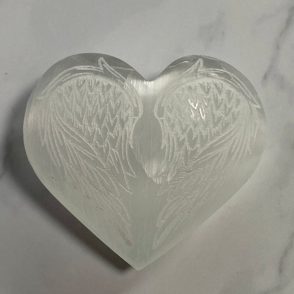 Load image into Gallery viewer, Selenite Angel Wing Heart