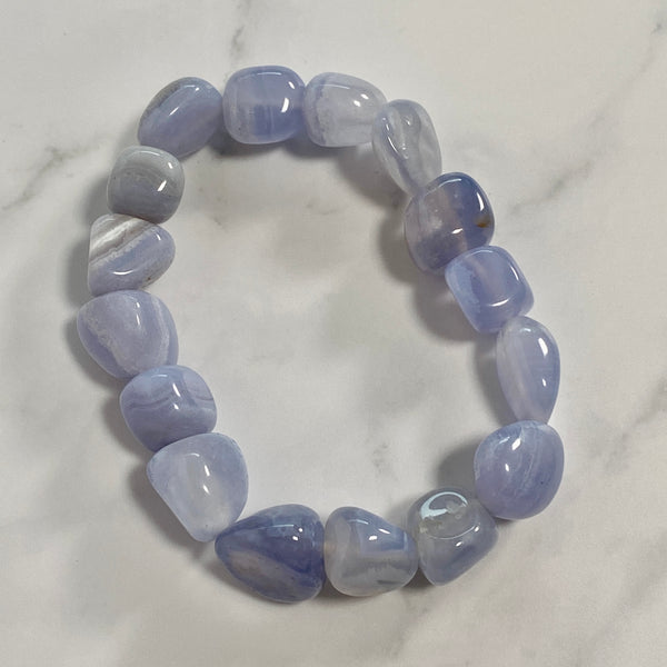 Load image into Gallery viewer, Blue Lace Agate Tumbled Bracelet
