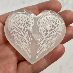 Selenite Angel Wing Heart